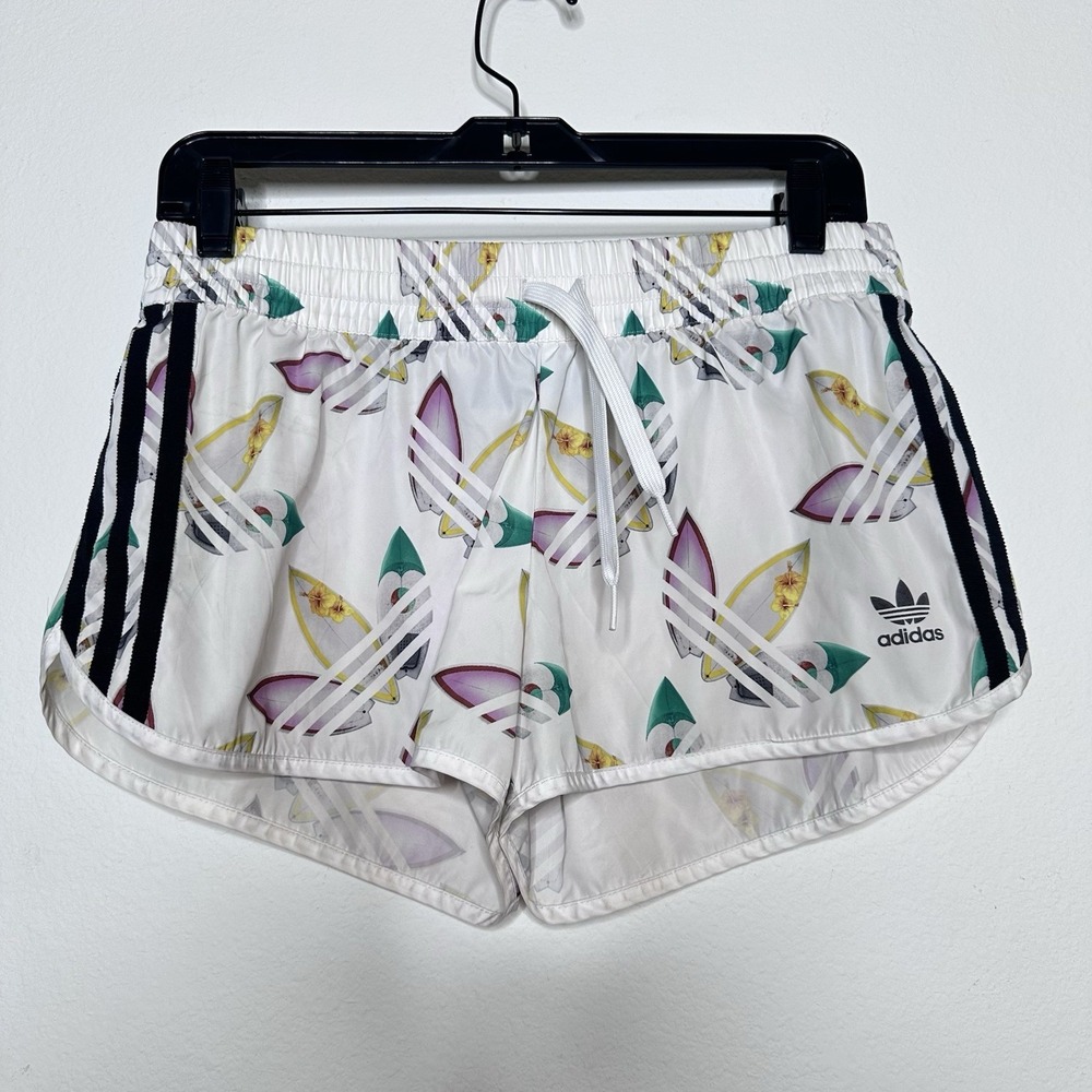 Adidas Originals Womens Pharrell Williams Surf Shorts Trefoil Logo Print White S